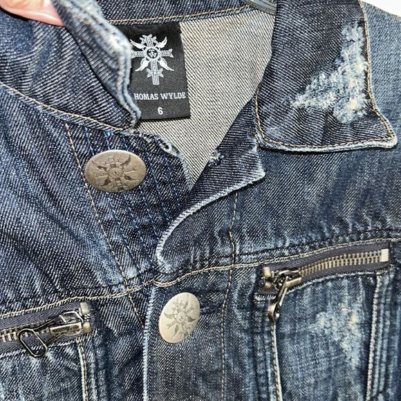 Thomas Wylde Designer π©βπ¨ Diamond π π Denim Jacket Unique Buttonsβand Zips! - Picture 11 of 17